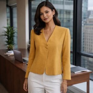 Akris Punto Mustard Wool/Angora Blazer | Minimalist Designer Jacket